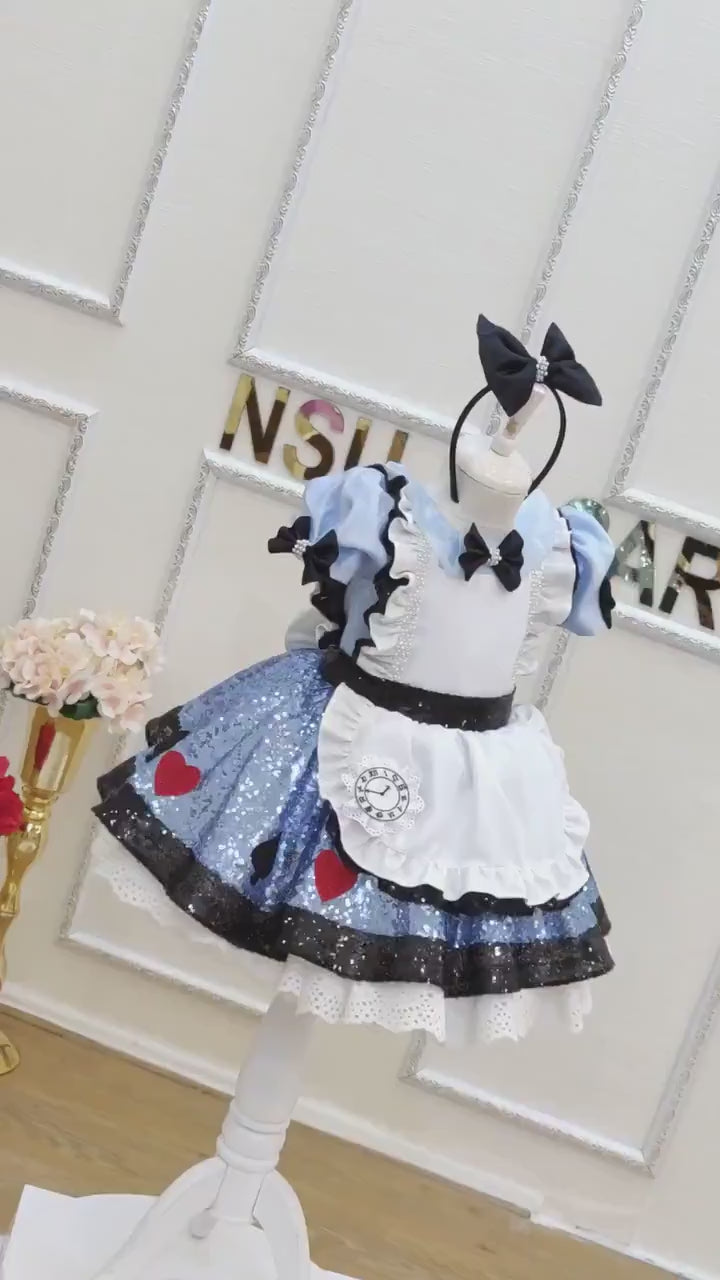 1st Birthday Dress for Baby Girl, Alice Dress, Alice Costume, Flower Girl Dress, Photoshoot Dress, Handmade!