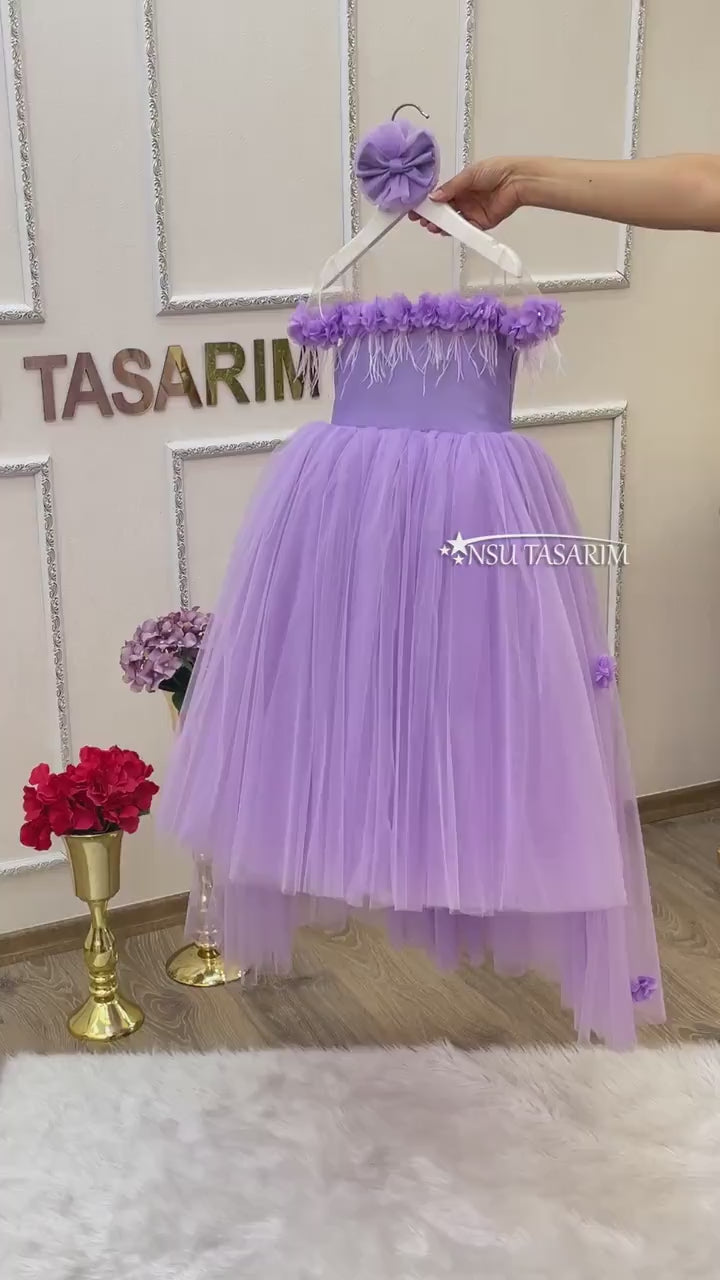 Lavender baby girl dress. Baby party dress. 1st birthday dress baby girl. Flower girl dress lilac lavender birthday dress toddler. Handmade!