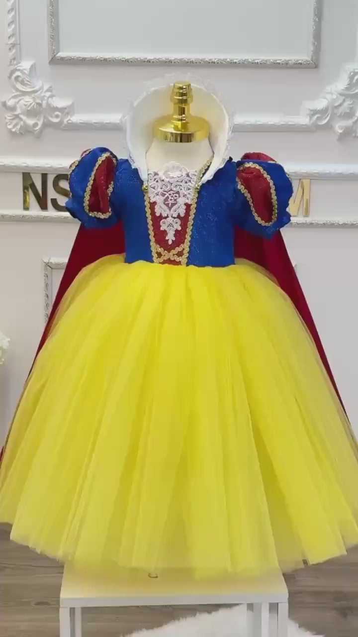 Snow White Full-Length Princess Dress | Toddler Ball Gown | Party Outfit | First Birthday Dress