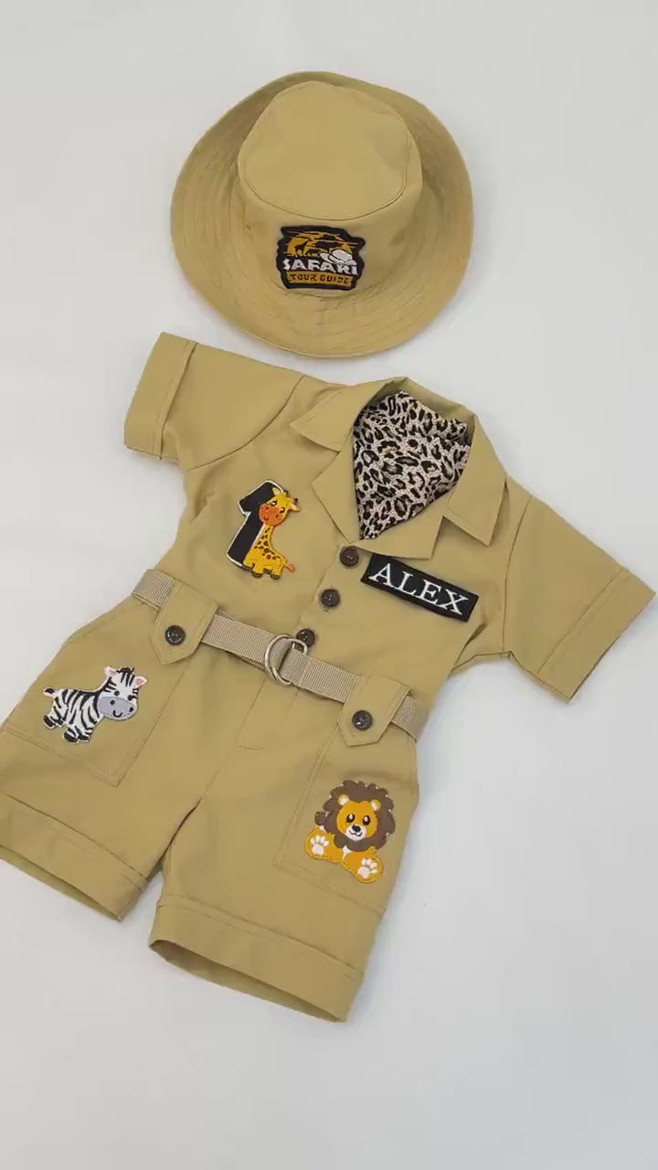 Personalized Baby Safari Outfit – 1st Birthday Outfit for Boys & Girls, Wild One Birthday, Toddler Safari Costume