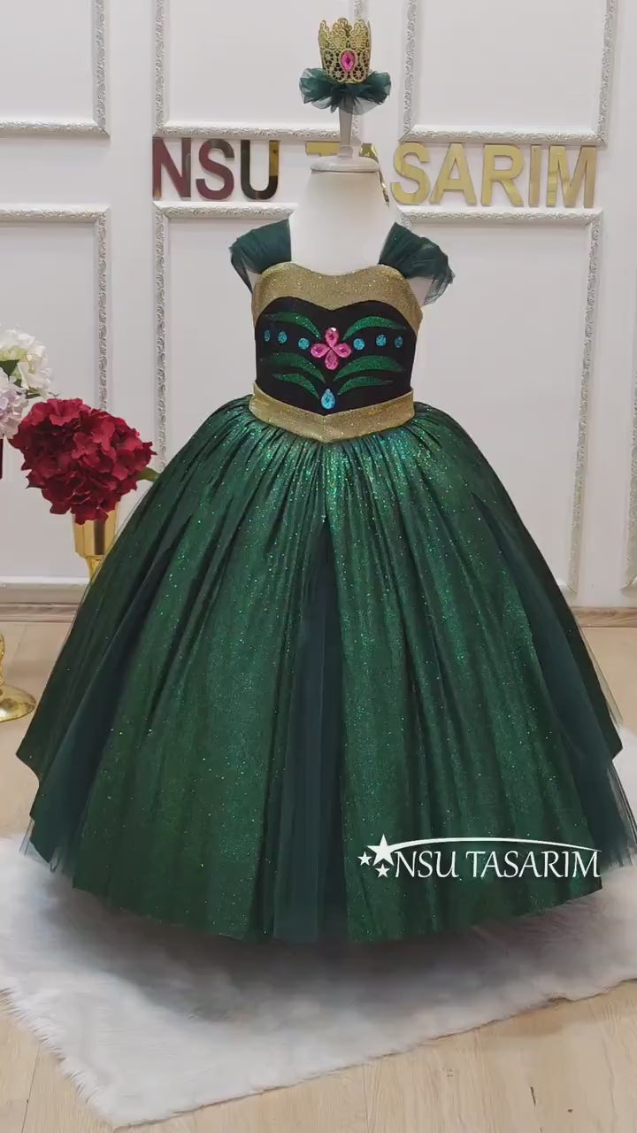 Princess Anna dress . Baby girl dress. Anna costume. princess anna birthday dress. Sparkle Anna dress. For special occasion. Handmade!
